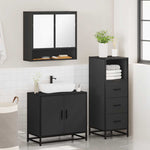 ZNTS 3 Piece Bathroom Furniture Set Black Engineered Wood 3301035