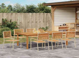 Garden Dining Set 9 pcs Beige Solid Acacia Wood 3365528