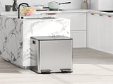 40L Dual Compartment Stainless Steel Bin, with Deodoriser Holders - Silver Tone T3398P344194