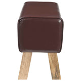 Bench 60 x 30 x 45 cm Real Leather Dark Brown 42042105