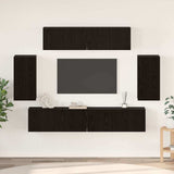 TV Cabinet Set Wall-mounted 6 pcs Black Oak Engineered Wood 3393433