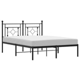 ZNTS Metal Bed Frame without Mattress with Headboard Black 140x200cm 374340