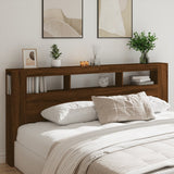 LED Headboard Brown Oak 220x18.5x103.5 cm Engineered Wood 837378