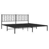 Metal Bed Frame without Mattress with Headboard Black 193x203cm 374443