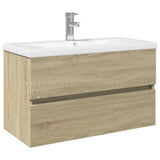 2 Piece Bathroom Furniture Set Ceramic and Engineered Wood 3307663