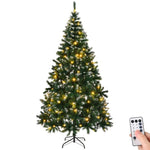 ZNTS 7 FT Snow Tipped Artificial Christmas Tree with DIY 150 Warm Lights, Remote Control, 1100 Branch 03739007