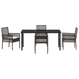 Garden Dining Set with Cushion 5 pcs Brown Poly rattan 3379873