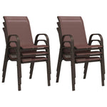 Stackable Garden Chairs 6 pcs Brown Textilene Fabric 318785