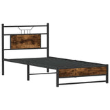 Bed Frame without Mattress Smoked Oak 75x190 cm Small Single Engineered Wood 4106898