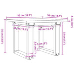 ZNTS Coffee Table O-Frame 50x50x35 cm Solid Wood Pine and Steel 3282659