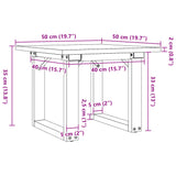 ZNTS Coffee Table O-Frame 50x50x35 cm Solid Wood Pine and Steel 3282659