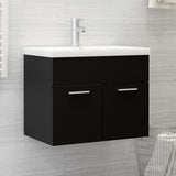 Sink Cabinet With Basin Black and White Engineered wood and Ceramic 3070821
