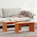Coffee Table 2 pcs Wax Brown Solid pine wood 873525