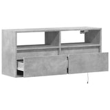 TV Wall Cabinet with LED Lights Concrete Grey 100x31x45 cm 852337