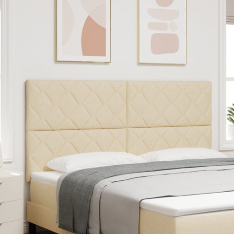 ZNTS LED Headboard Diamond Blocks Design Cream 180 cm Fabric 3338545