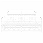Metal Bed Frame without Mattress with Footboard White 183x213cm 377189