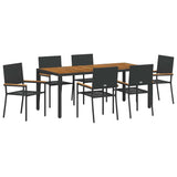 Garden Dining Set 7 pcs Black Poly Rattan 3365410