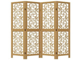Room Divider 4 Panels Brown Solid Wood Paulownia 358866