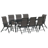 Garden Dining Set 9 pcs Grey Powder-Coated Steel 3379281