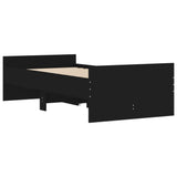 Bed Frame Black Engineered wood, Plywood Single Bed Frame 3207379