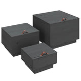 Storage Boxes with Lids 3 pcs Grey Solid Wood Pine 818247