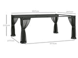 3 x 4m Aluminium Frame Pergola, with Retractable Roof - Dark Grey T3398P317621