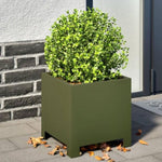 ZNTS Garden Planters 2 pcs Olive Green 30x30x30 cm Steel 851192