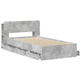 Bed Frame with Storage with Headboard Concrete Grey 75 x 190 cm 3433907