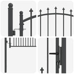 Fence Gate with Spikes Grey 125 x 100 cm Powder-coated steel 42009018