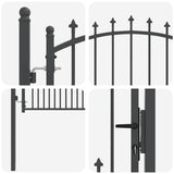 Fence Gate with Spikes Grey 125 x 100 cm Powder-coated steel 42009018