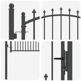 Fence Gate with Spikes EMMEN 125 x 100 cm Powder-coated steel 42009018