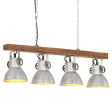 320521 Industrial Ceiling Lamp Silver E27 Mango Wood