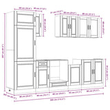 ZNTS 8 Piece Kitchen Cabinet Set Kalmar Concrete Grey Engineered Wood 3314815