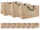 Jute Handbags 10 pcs Natural and Black 42 x 33 x 19 cm 42012282