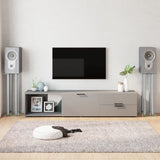 Speaker Stands 2pcs Silver Tempered Glass 4 Pillars Design 51819