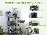 206cm Cat Tree, Multi-Level Cat Tower with Scratching Posts and Board, Beds, Condos, Platforms, Toy T3398P376122