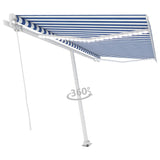 ZNTS Manual Retractable Awning with LED 450x300 cm Blue and White 3069561