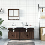 ZNTS 3 Piece Bathroom Furniture Set Brown Oak Engineered Wood 3214669