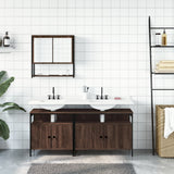 ZNTS 3 Piece Bathroom Furniture Set Brown Oak Engineered Wood 3214669