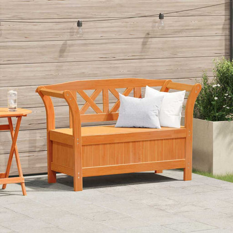 Garden Storage Bench Brown 119 x 76 x 44cm Solid pine wood 4012182