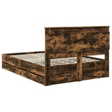 Bed Frame with Drawer Smoked Oak 140 x 200 cm Engineer Wood 3410180
