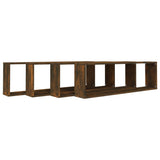 Wall Cube Shelves 4 pcs Smoked Oak 100x15x30 cm Engineered Wood 815907