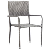 3 Piece Garden Dining Set Grey and Black Poly Rattan and Steel 3203296