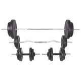 Weight Bench with Weight Rack, Barbell and Dumbbell Set 90 kg 275373