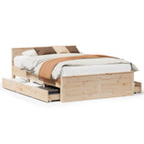 Bed Frame without Mattress with Headboard 150x200 cm King Size Solid Wood Pine 3308762