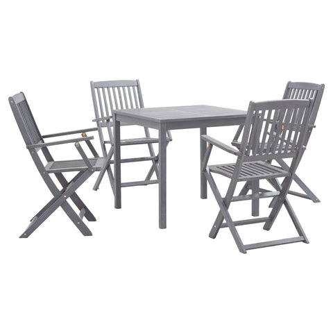 ZNTS 5 Piece Garden Dining Set Solid Acacia Wood Grey 278925