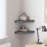 Floating Corner Shelves 2 pcs High Gloss Grey 35x35x3.8 cm MDF 323914