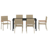 Garden Dining Set with Cushion 7 pcs Beige Poly Rattan 3379720