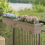 ZNTS Planters with hooks 2 pcs Grey Poly Rattan 366403