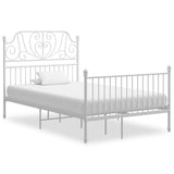 Bed Frame White Powder-coated metal Double Durable Bed Frame 324848